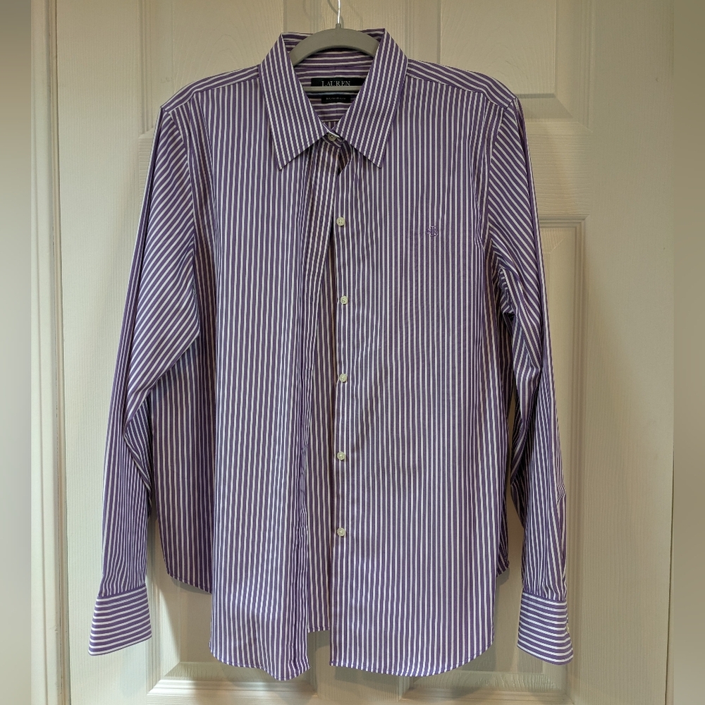 Ralph Lauren Purple and White Button Down Shirt